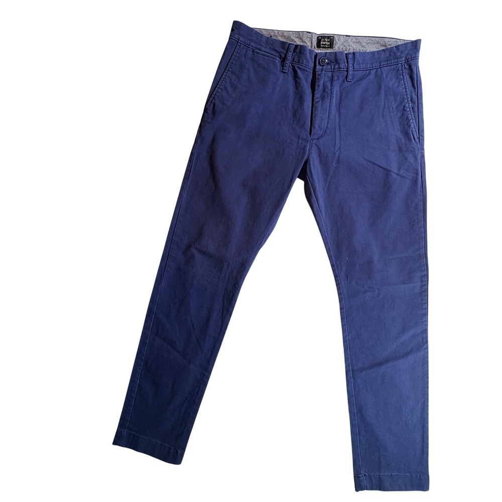 J.Crew Chino Pants Mens 30x30 Blue Slim Stretch Cotton Twill Casual Trousers